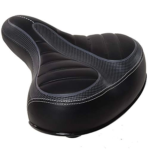 Mountain Bike Seat : MICEROSHE Thick Bicycle Cushion Riding Equipment Seat Soft Mountain Bike Saddle Stripe Bicycle Seat Excellent Touch (Color : Black, Size : 26x21cm)