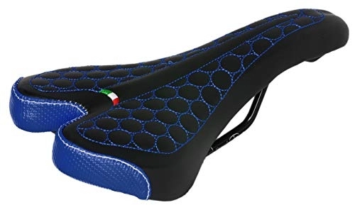 Mountain Bike Seat : Montegrappa FatBike Saddle for MTB Trekking Unisex Mod. SM 4010 Made in Italy. Blue
