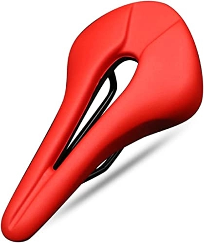 Mountain Bike Seat : Mountain Bike Seat, bike seat，Luoqun Store Bicycle Saddle Breathable Hollow Design PU Leather Soft Comfortable Seat MTB Mountain Road Bike One-Piece Cushion Cycling Parts (Color : red) ( Color : Red )