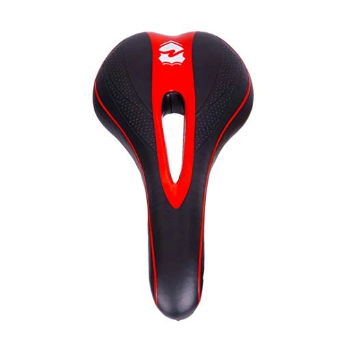 Mountain Bike Seat : MTB Road Bike Soft Pain-Relief Thicken PU Leather Comfortable Bicycle Saddle Black-Red