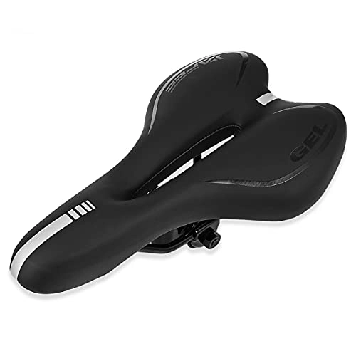 Mountain Bike Seat : MTBHOME Gel Mountain Bike Seat Comfortable Bicycle Saddle with Ergonomic Groove Design and Seat Post Clamp (Black)