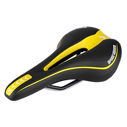 Mountain Bike Seat : MTBHOME Memory Foam Cushion Padded Bicycle Seat Breathable Anatomic Relief Bike Saddle for Mountain Bike and Road Bike (Yellow)