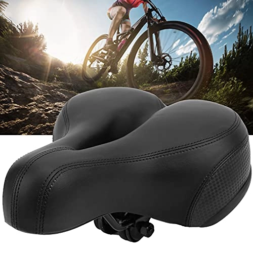 Mountain Bike Seat : mumisuto Mountain Bike Saddle, Comfortable Microfiber Leather Hollow Carved Spring Bike Saddle Seat with Beautiful Reflective Decal Design (Black)