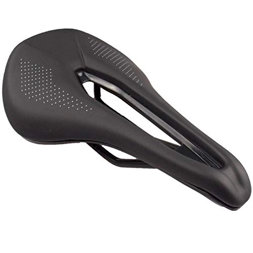 Mountain Bike Seat : MVEES Necklace Jewelry, Bike Seat Bicycle Saddle Faux Leather Bicycle Hollow Design Saddle Cushion Part Compatible with Mountain Road Bike Compatible with Women and Men (Color : Black)