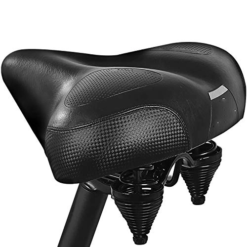 Mountain Bike Seat : MxZas Waterproof Bike Saddle Bicycle High Elasticity Spiral Seat Cushion Comfortable Thick Breathable Non-slip Comfortable Replacement (Color : Black, Size : 25x24cm)