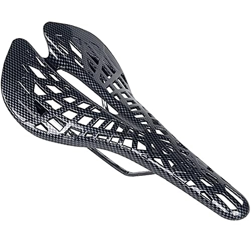 Mountain Bike Seat : MxZas Waterproof Bike Saddle Bicycle Saddle Hollow Spider Web Cushion Breathable Carbon Pattern Light Cushion Riding Equipment Comfortable Replacement (Color : Black, Size : 28.8x13.5x7cm)