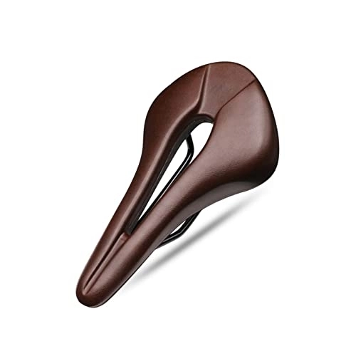 Mountain Bike Seat : MZUHI YFlifangting Bicycle Saddle Breathable Hollow Design PU Leather Soft Comfortable Seat MTB Mountain Road Bike One-Piece Cushion Cycling Parts (Color : Brown)
