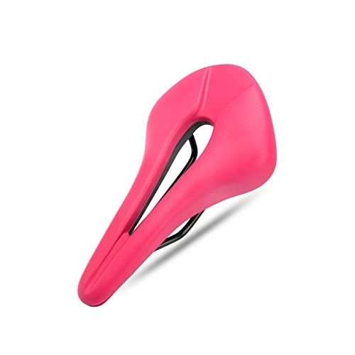 Mountain Bike Seat : MZUHI YFlifangting Bicycle Saddle Breathable Hollow Design PU Leather Soft Comfortable Seat MTB Mountain Road Bike One-Piece Cushion Cycling Parts (Color : Pink)
