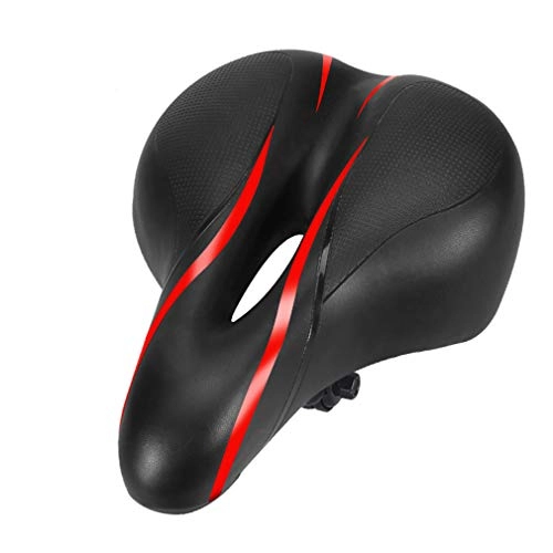 Mountain Bike Seat : OMGPFR Bike Seat Bicycle Cushion Thickened Soft Silicone Shock Absorber Mountain Bike Saddle Cycling Riding Equipment MTB Accessories, Red, A