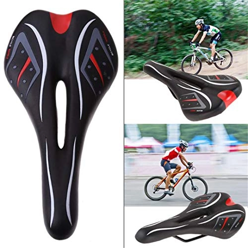 Mountain Bike Seat : Outdoor Shock-Proof Cycling MTB Road Soft Leather Hollow Seat Bicycle Saddle