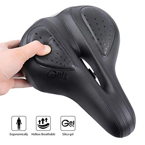Mountain Bike Seat : Outerdo bicycle saddle, ergonomic padding made of silica gel, good elasticity with safety band for city bike, trekking bike, men and women.