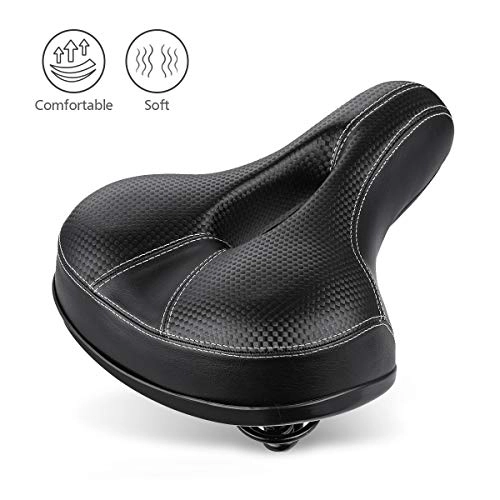 Mountain Bike Seat : OUTERDO Thicken Bike Saddle Elasticity Bike Seat Sponge Cycling Seat Breathable Comfortable Cushion Pad with Shockproof Spring Central Relief Zone and Ergonomics Design