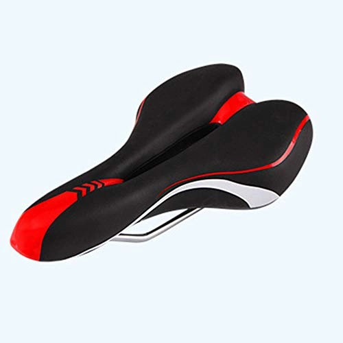 Mountain Bike Seat : Pessica Bicycle comfortable thickened saddle Mountain bike PU leather seat saddle Hollow ventilation and breathable bicycle seat 280 * 140mm, E