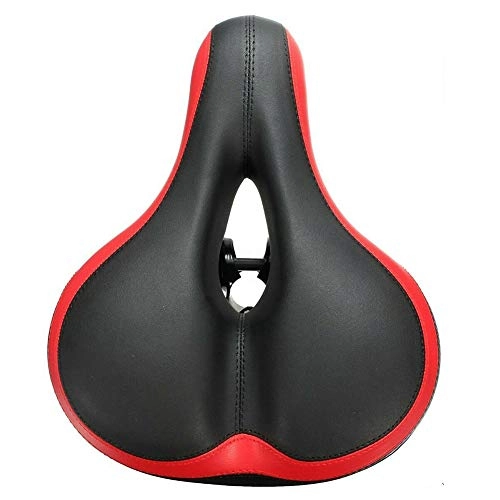 Mountain Bike Seat : PovKeever Bicycle Reflector Saddle Mountain Road Bike Wide Big Bum Padded Comfy Soft Seat Cushion Riding Equipment Hollow Cruiser Bike Parts