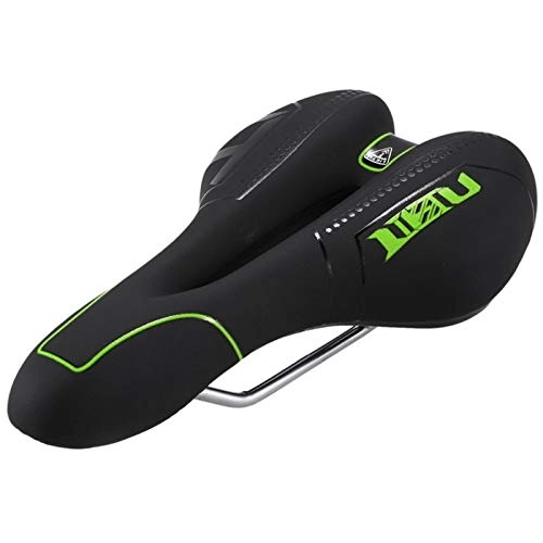 Mountain Bike Seat : PPLAS Bicycle Saddle Breathable Hollow Out MTB Road Bike Soft Seat Pain-Relief Thicken Comfortable Shockproof Bicycle Cushion Seat (Color : Green)