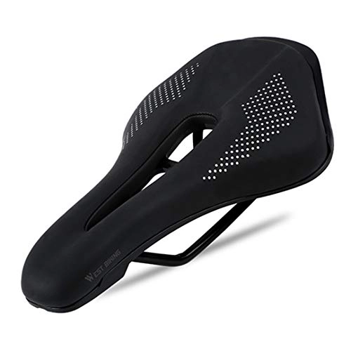 Mountain Bike Seat : PU Extra Soft Shock Absorbing Hollow Bicycle Anti-Skid Mountain Cycling Seat Bicycle Accessories 350G Black no Clamp