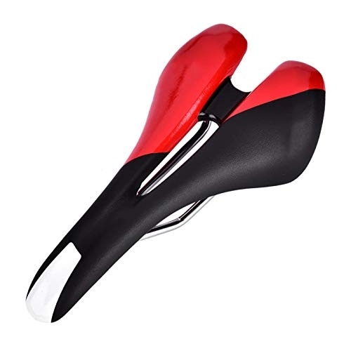 Mountain Bike Seat : Pu Leather Bicycle Seat Cushion, Lightweight and Comfortable Bicycle Cushion, Breathable Hollow Bicycle Saddle, Durable Men'S and Women'S Seat, Suitable for Mountain Bike and Road Bike(red)