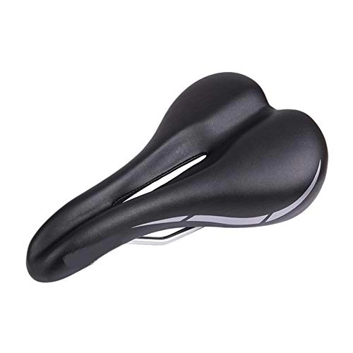 Mountain Bike Seat : PUJUFANG-PHONE CASE Bike Saddle Hollow Comfortable Bicycle Seat Cushion Thicken Wide Shockproof Cycling Seat For Mountain Bike (Color : Black)