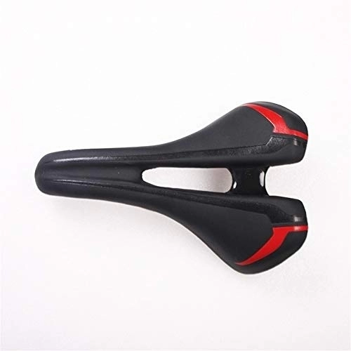Mountain Bike Seat : PUJUFANG-PHONE CASE MTB Bicycle Saddle Titanium Bow Mountain Road Bicycle Riding Cushion Hollow Breathable Cycling Bike Seat (Color : Red)