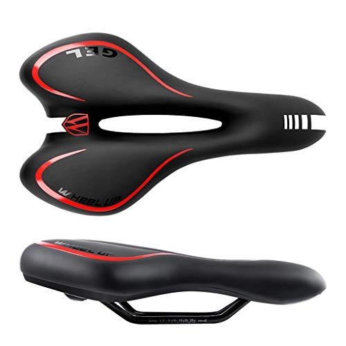 Mountain Bike Seat : QAZWSXD Bicycle Seat Cushion Reflective Shockproof Decompression Hollow Waterproof Thickened Outdoor Men And Women Mountain Bike Red