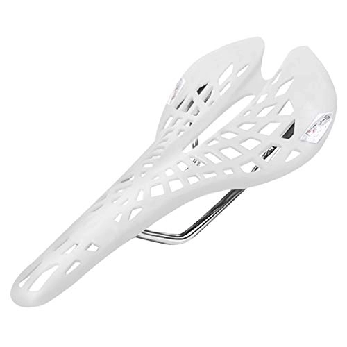 Mountain Bike Seat : Qivor Bicycle Saddle Seat Cushion Spider Carbon Fiber PU Breathable Soft Cycling Accessories Mountain Road Bike Seats (Color : White)