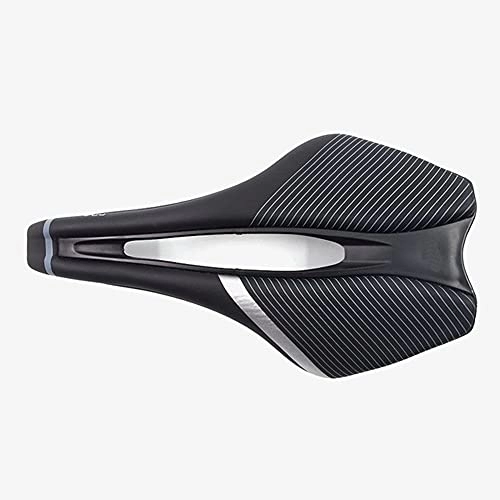 Mountain Bike Seat : Qivor Lightweight Bicycle Seat Saddle MTB Road Mountain Bike Racing Saddle PU Breathable Soft Seat Cushion (Color : Black)