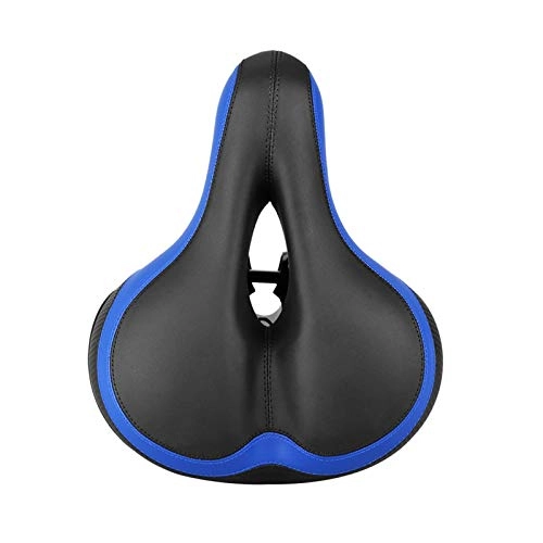 Mountain Bike Seat : Qivor Soft MTB Bicycle Saddle Thick Sponge Shock Absorbing Bicycle Seat Cycling Seat With Reflective Sticker Bicycle Accessoriess (Color : Blue)
