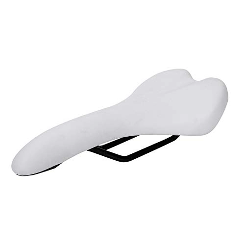 Mountain Bike Seat : Qivor White / Brown Mountain Road Bike Saddle Seat Comfortable Shockproof Cycling Bicycle Cushion For Road Bikes Or Fixed Gear Bicycles (Color : White)
