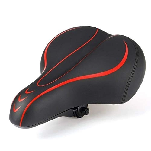 Mountain Bike Seat : QSCTYG Bicycle Seat Bicycle Saddle Cycling Big Bum Wide Saddle Seat Road MTB Moutain Bike Wide Soft Pad Comfort Cushion Cycling Bicycle Parts bicycle saddle (Color : Red)