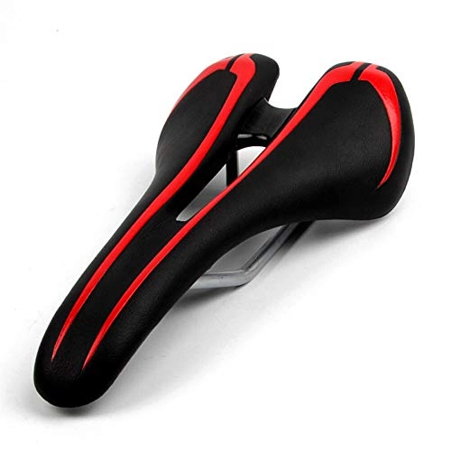 Mountain Bike Seat : QSCTYG Bicycle Seat Middle Hollow Saddle Comfortable Bicycle Saddle Seat PU Leather Road Bike Saddles Road MTB Racing Seat Cushion GEL bicycle saddle (Color : Red)