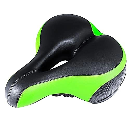 Mountain Bike Seat : RENBING Bicycle Saddle, Oversized Padded Seat Riding Gear Accessories, Ergonomically Designed Seat Cushion, Dirt Resistant, Breathable, Suitable for Sports / road / mountain Bike (Color : Green)