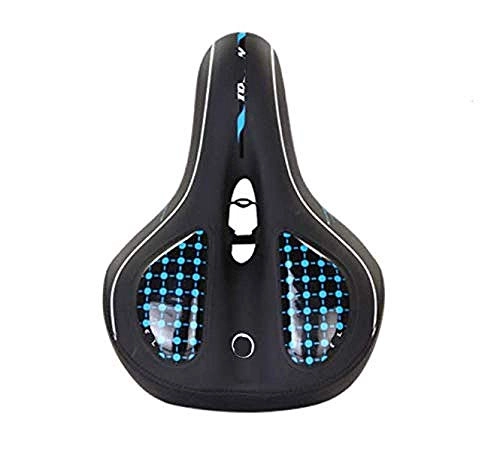 Mountain Bike Seat : Road Mountain Bicycle Seat Breathable Saddle Soft Hollow Thickened Pad Cushion Cover Saddle Shock Absorber Ball Built-in silicone blue Jzx-n