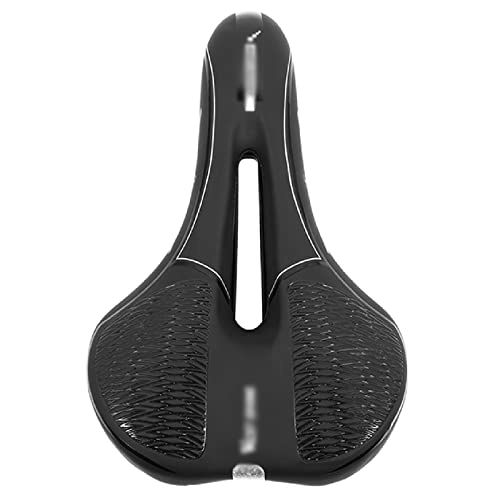 Mountain Bike Seat : Rwlre Racing Bicycle Saddle, Bike Saddle Mtb Mountain Road Bike Seat Pu Leather Gel Filled Cycling Cushion Comfortable Shockproof (Color : Black, Size : 15 * 27cm)