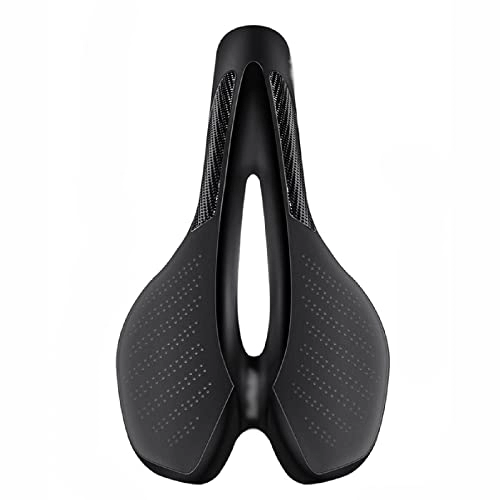 Mountain Bike Seat : Rwlre Racing Bicycle Saddle, Road Bike Saddle Mtb Bicycle Seat With Warning Taillight Usb Charging Pu Breathable Soft Seat Cushion Mountain Cycling Racing (Color : Black, Size : 255 * 60 * 150mm)