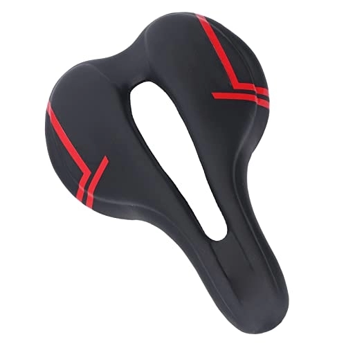 Mountain Bike Seat : SALUTUYA Mountain Bike Saddle Cushion, Microfiber PU Leather Ergonomic Hollow Bike Cushion Breathable Frosted Bottom Shell for Riding(Black Red)