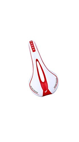Mountain Bike Seat : SCRT Mountain Bike Saddle Bicycle Breathable Cushion Seat Bicycle Color Seat Saddle (color : White Red)