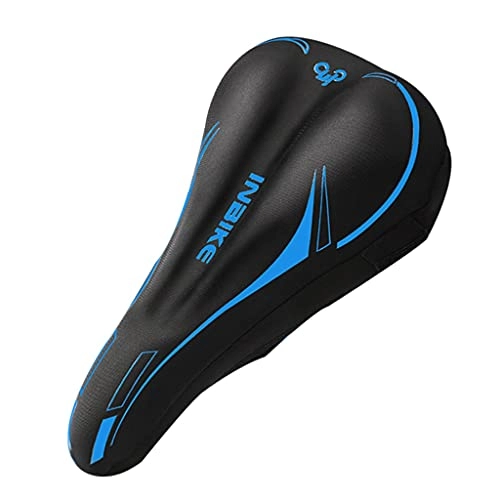 Mountain Bike Seat : seat cover Mountain Bike Bicycle Seat Cushion Saddle Thickened Outdoor Cycling (Color : Blue, Size : 11.81 * 6.89 inch)