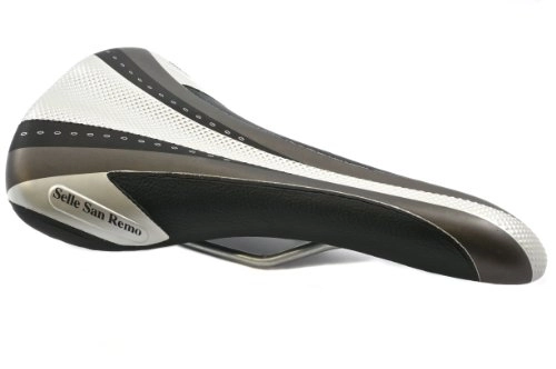 Mountain Bike Seat : SELLE SAN REMO SADDLE FOR RACING BIKE, FIXIE, MTB CARBON LOOK BLACK / SILVER