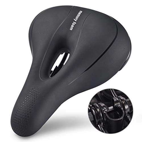Mountain Bike Seat : SHINYEVER Bike Saddle with Memory Foam, Soft Bicycle Seat with Central Relief Zone, PU Matte Leather Breathable Waterproof Cycling Seat for Mountain Bikes, Road Bikes and Outdoor Bikes
