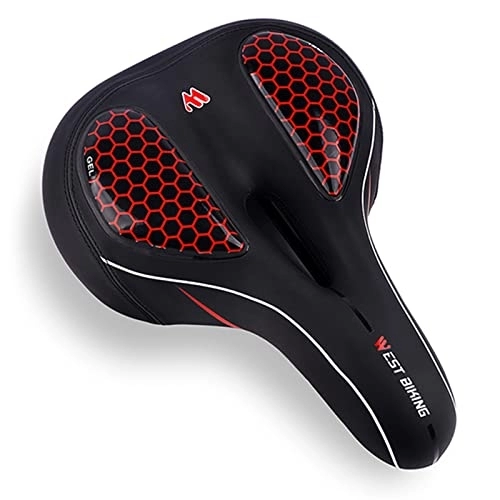 Mountain Bike Seat : Silicone Mountain Road Bike Saddle for Men Women Comfortable Extra Soft Waterproof Memory Foam Bicycle Seat with Double Shock Absorbing Ball for Indoor Outdoor Cycling, Red