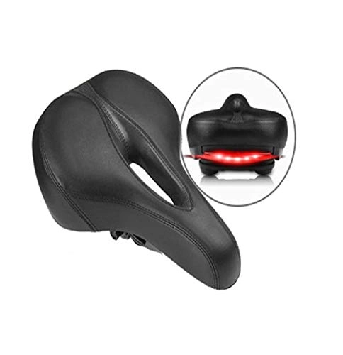 Mountain Bike Seat : SMSOM Bike Seat - Most Comfortable Memory Foam Waterproof Bike Saddle, Universal Fit, Shock Absorbing - with LEDd Waterproof Protection (Color : Black)