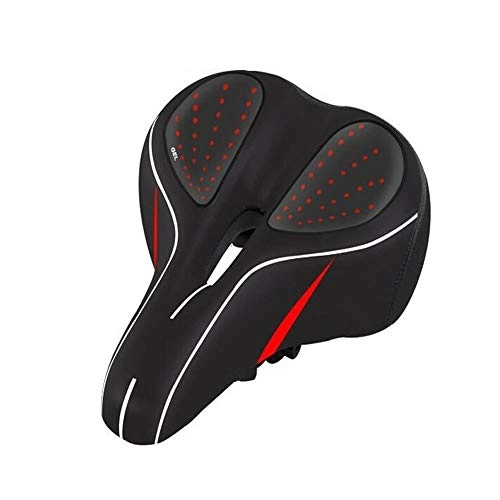 Mountain Bike Seat : SMXGF Bicycle Seat Cushion, Mountain Bike Seat Cushion, Soft And Comfortable Thick Silicone Bicycle Seat Cushion, Suitable For All Kinds Of Bicycle Seats. (Color : Black red, Size : 27 * 20 * 10cm)