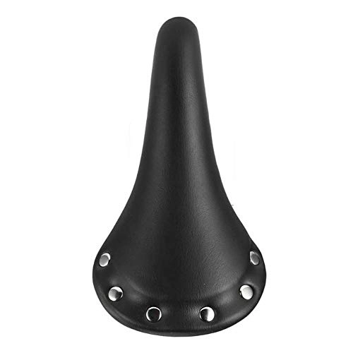 Mountain Bike Seat : Soft Bike Saddles Accessories Fixed Racing Mountain Bike Shock Absorb Non-slip Mat PU Leather Soft Seat Cushion Rivet Bicycle Saddle Solid Steel (Color : Black)