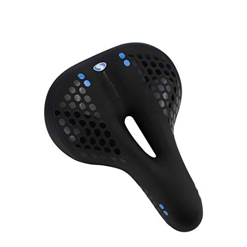 Mountain Bike Seat : Soft Thicken Wide Seat + Rear Light Cycling MTB Cushion Wide Bike Saddle With Tailight BLUE