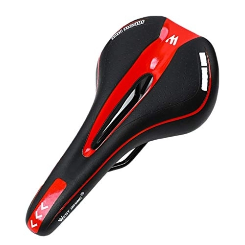 Mountain Bike Seat : Sparrow Angel Mountain bike saddle Bicycle Saddle Ergonomic MTB Road Bike Perforated Seat Foam Cushioned Cycle Accessories (Color : Red)
