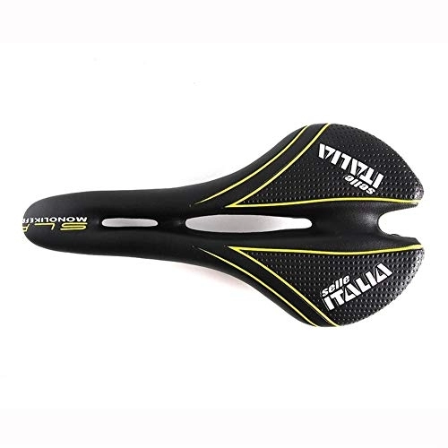 Mountain Bike Seat : Sparrow Angel Mountain bike saddle MTB Bicycle Saddle Ultralight Mountain Bike Seat Ergonomic Comfortable Wave Road Bike Saddle Cycling Seat (Color : Black yellow, Size : One size)