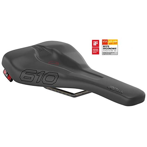 Mountain Bike Seat : SQlab 610Ergo Lux Bicycle Saddle, Unisex, 610 ERGOLUX, black, 16 cm