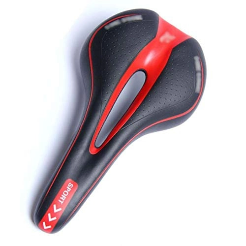 Mountain Bike Seat : TGhosts Bike Saddle, Extra Soft Mountain Bike Saddle MTB Road Cycling Shock Absorbing Hollow Bicycle Saddle Anti-skid GEL PU Seat Bicycle Accessories (Color : Red)