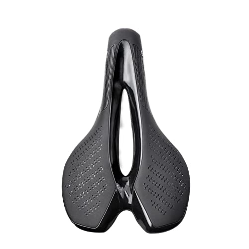 Mountain Bike Seat : Umerk Bicycle saddle Bicycle Cushion Saddle Mountain Road Bike Seat PU Leather Surface Shockproof Soft Breathable Ultralight Racing Seat For Bicycle Bicycle seat cover (Color : Black)
