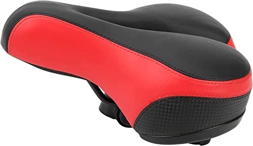 Mountain Bike Seat : Utopone Bicycle Comfort Universal Seat, Bicycle Saddle, Bike Saddle Microfiber Leather Hollow‑Carved Shock‑absorbing Mountain Bike Saddle Seat (Color : Black and red)